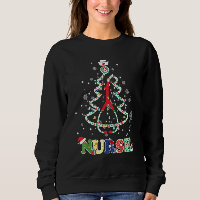 Nurse Christmas Tree Stethoscope Lpn Rn Life Sweatshirt (Front)