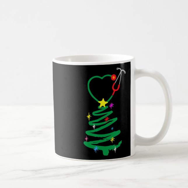 Nurse Christmas Tree Stethoscope Nurses Xmas Scrub Coffee Mug (Right)