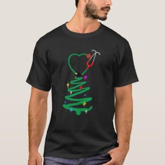 Nurse Christmas Tree Stethoscope Nurses Xmas Scrub T-Shirt