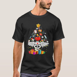 Nurse Christmas Tree Stethoscope RN LPN Scrub Nurs T-Shirt