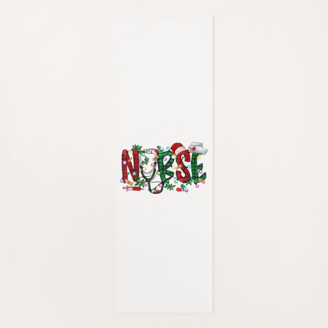 Nurse Christmas Tree Stethoscope RN LPN Scrub Nurs Yoga Mat (Front)