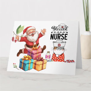 Nurse Christmas with Santa Claus funny  Card