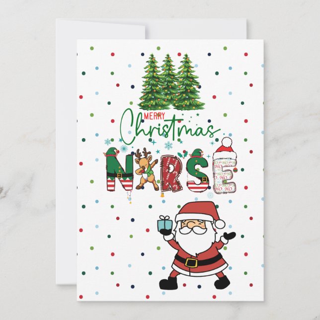 Nurse Christmas with Santa Claus Holiday Card (Front)