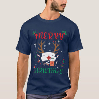 Nurse Christmasree Nurse Christmas retro T-Shirt