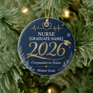 Nurse Class of 2026 Personalised Christmas Ornamen Ceramic Ornament