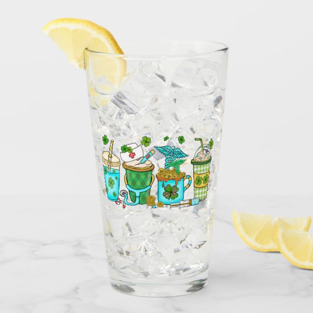 Nurse Coffee Lover St Patrick's Glass (Front Ice)