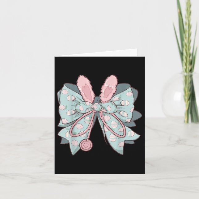 Nurse Coquette Bow Easter Bunny Eggs Ear Nursing D Card (Front)