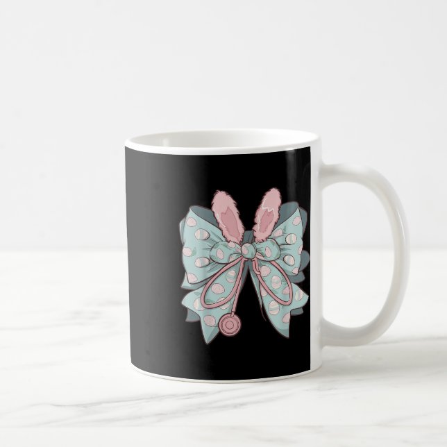 Nurse Coquette Bow Easter Bunny Eggs Ear Nursing D Coffee Mug (Right)