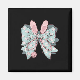 Nurse Coquette Bow Easter Bunny Eggs Ear Nursing D Magnet