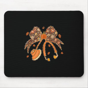 Nurse Coquette Bow Stethoscope Leaves Thanksgiving Mouse Pad