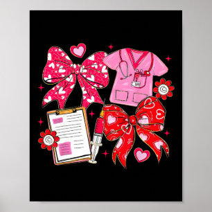 Nurse Coquette Bow Valentine Nurse Rn Pct Cna Girl Poster