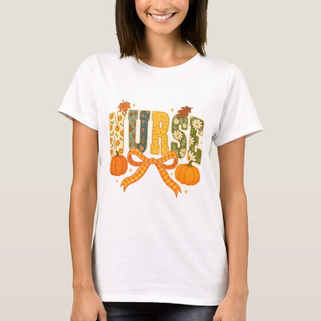 Nurse coquette fall｜nurse pumpkin png｜nurse fall T-Shirt (Front)