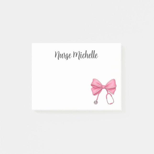 Nurse Coquette Pink Bow Post-it Notes (Front)