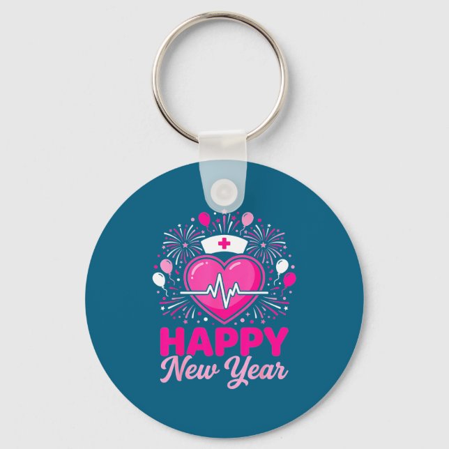 Nurse Crew Heartbeat Nye Countdown Party Year Happ Key Ring (Front)