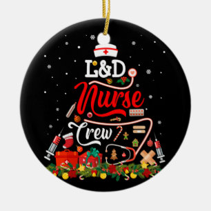 Nurse Crew Merry Christmas Labour-And-Delivery Ceramic Ornament