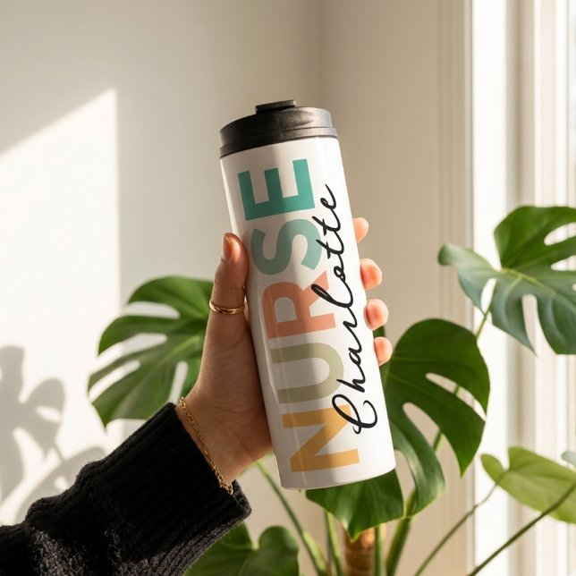 Nurse | Custom Colorful Nurse thank you | Graduate Thermal Tumbler (Nurse Appreciation Custom Thermal Tumbler Gift, Custom Gift for Nurse Nursing Student Graduation)