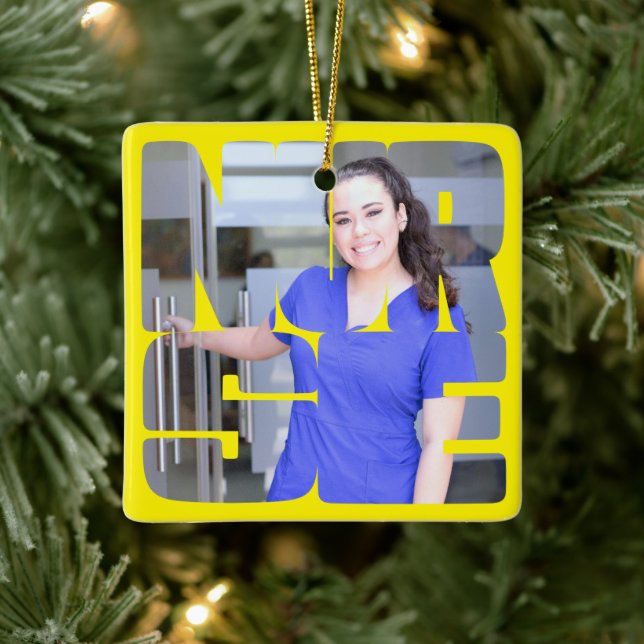 nurse custom photo square ceramic ornament (Tree)