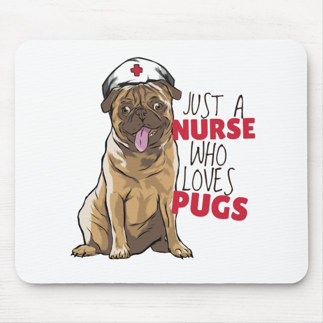 Nurse Cute Pug Puppy Mouse Pad (Front)