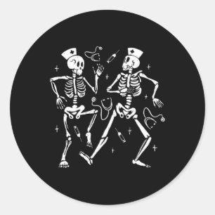 Nurse Dancing Skeleton Halloween Skeleton Costume Classic Round Sticker