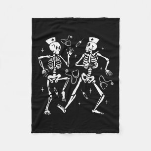 Nurse Dancing Skeleton Halloween Skeleton Costume  Fleece Blanket