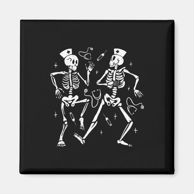 Nurse Dancing Skeleton Halloween Skeleton Costume  Magnet (Front)