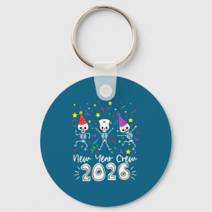 Nurse Dancing Skeleton New Year Crew 2026 Funny Er Key Ring
