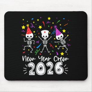 Nurse Dancing Skeleton New Year Crew 2026 Funny Er Mouse Pad