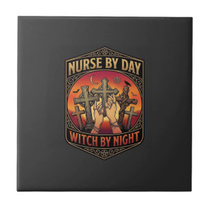 Nurse Day Witch Night Cross Hands Halloween_1 Ceramic Tile