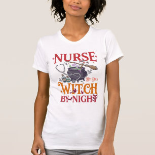 Nurse Day Witch Night Halloween Cauldron Stethosco T-Shirt