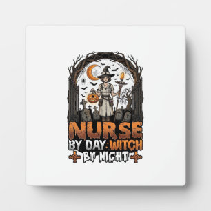 Nurse Day Witch Night Halloween Cemetery Pumpkin_1 Plaque