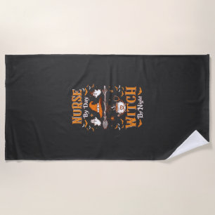 Nurse Day Witch Night Halloween Hat Ghosts Beach Towel