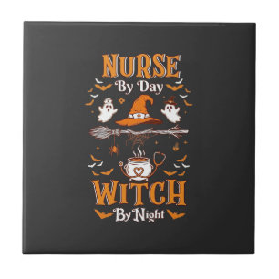 Nurse Day Witch Night Halloween Hat Ghosts Ceramic Tile