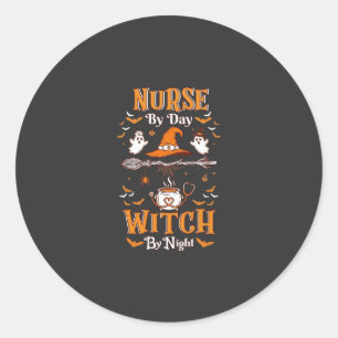Nurse Day Witch Night Halloween Hat Ghosts Classic Round Sticker