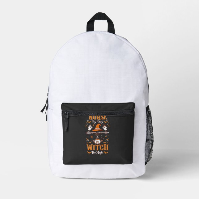 Nurse Day Witch Night Halloween Hat Ghosts Printed Backpack (Front)