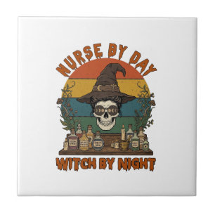 Nurse Day Witch Night Halloween Skull Potions_1 Ceramic Tile