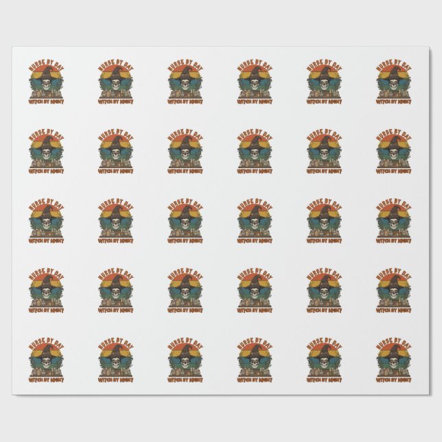 Nurse Day Witch Night Halloween Skull Potions_1 Wrapping Paper (Flat)