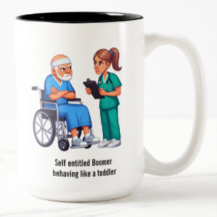 Nurse Dealing With Self Entitled Elderly Patient  Two-Tone Coffee Mug