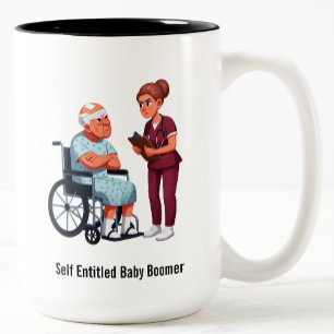 Nurse Dealing With Self Entitled Elderly Patient  Two-Tone Coffee Mug