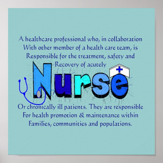 "Nurse" Definition Art--Ready for Framing Poster (Front)