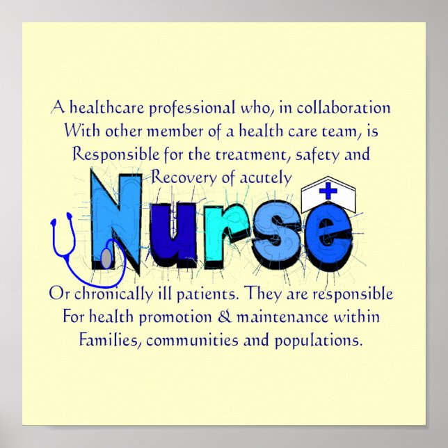 "Nurse" Definition Art--Ready for Framing Poster (Front)
