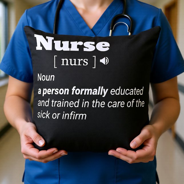 Nurse Definition Modern Black & White Typography – Cushion (Nurse Definition Modern Black & White Typography – Throw Pillow)
