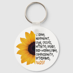 Nurse Definition Yellow Sunflower Essential Worker Key Ring