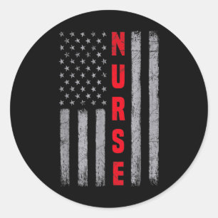 Nurse Distressed American Flag Design Nursing Classic Round Sticker