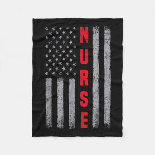 Nurse Distressed American Flag Design Nursing Fleece Blanket