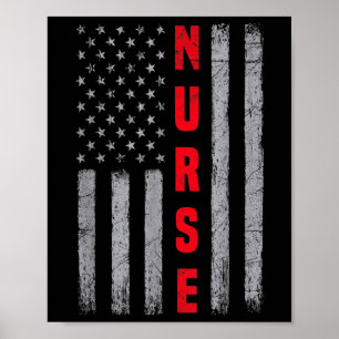 Nurse Distressed American Flag Design Nursing Poster