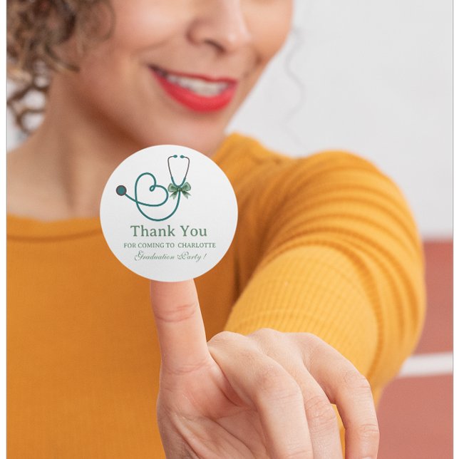  Nurse Doctor Graduation Party Thank You Favour Classic Round Sticker (Creator Uploaded)