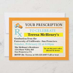 Nurse Doctor Medical Graduation Prescription label Invitation