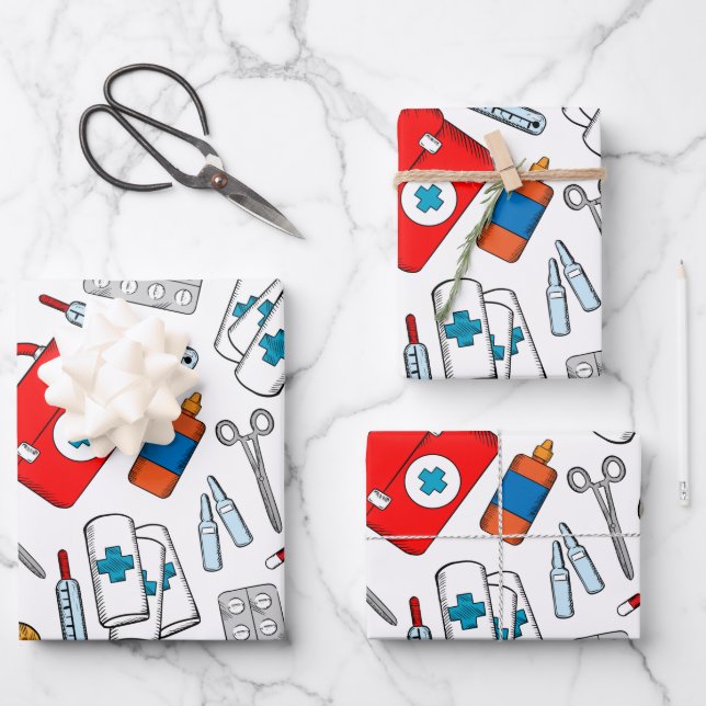 Nurse, Doctor, Medical, Healthcare Themed  Wrapping Paper Sheet (Front)