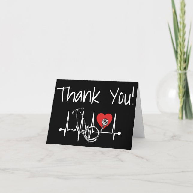 Nurse Doctor Medical Heart Stethoscope Nursing Thank You Card (Front)