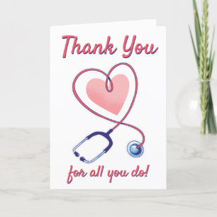 Nurse Doctor Medical Heart Stethoscope Nursing Thank You Card